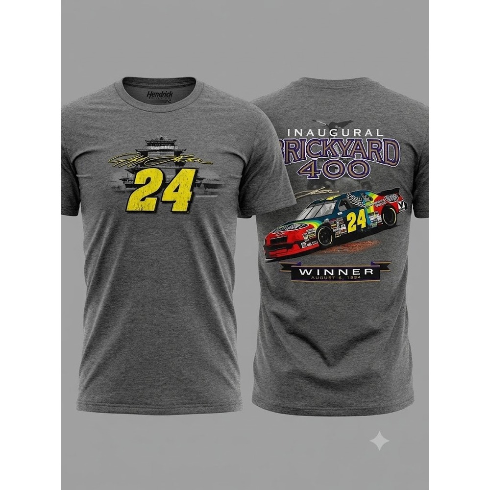 Hendrick Motorsports T-Shirt Men M Gray Jeff Gordon 24 Brickyard 400 Winner